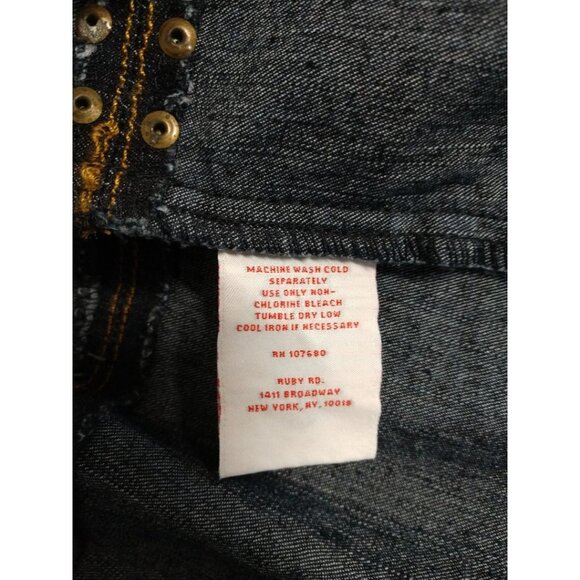 Ruby Rd. Womens Denim Jacket W/ Gold Stud Accents Long Sleeves Size 16 Ramie Ble - Picture 8 of 8